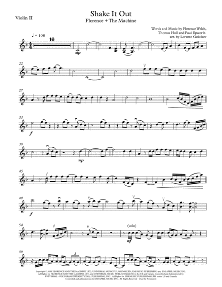 Shake It Out String Quartet scores gallery preview page 3