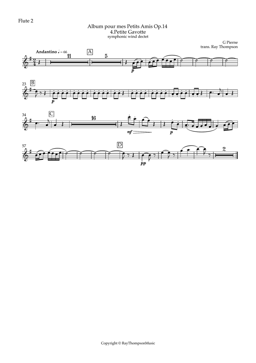 Pierné: Album pour mes Petits Amis Op.14 - 4.Petite Gavotte - symphonic wind dectet Woodwind Quintet scores gallery preview page 5