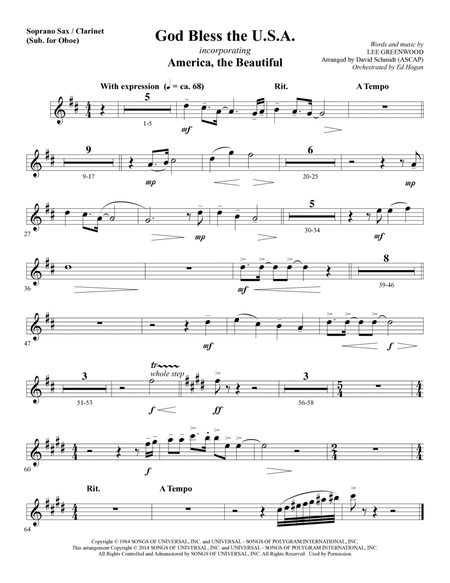 God Bless The U.S.A. - Soprano Sax/Clarinet(sub oboe)