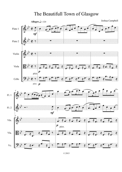 The Beautifull Town of Glasgow by Joshua Campbell - arranged for 2 flutes, viola, viola and cello image number null
