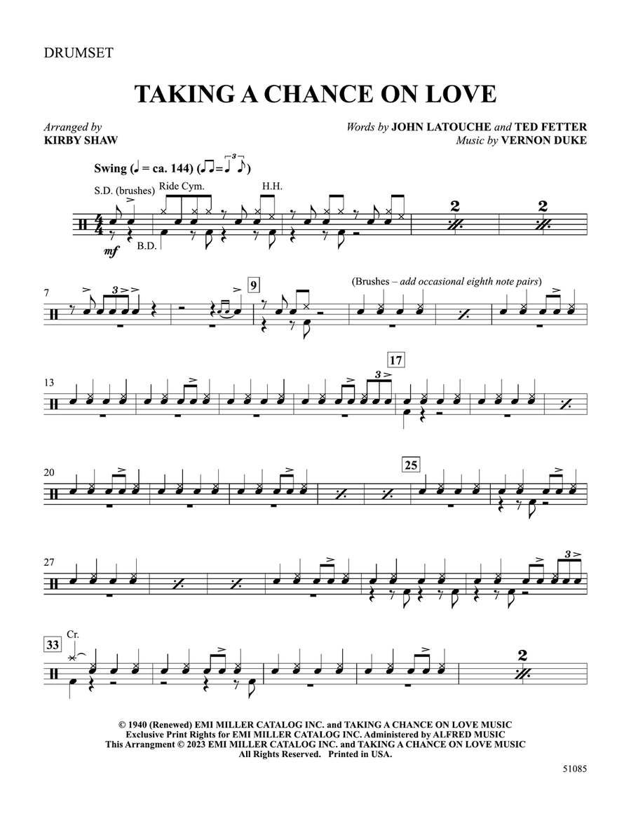 Taking a Chance on Love: Drums