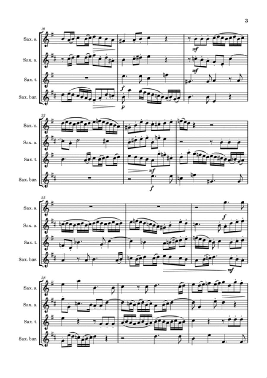 Requiem in D Minor: Kyrie Eleison Saxophone Quartet scores gallery preview page 3