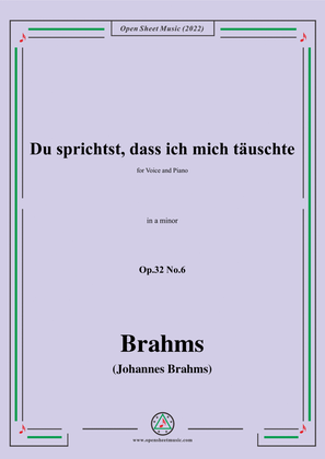 Book cover for Brahms-Du sprichst,dass ich mich tauschte,Op.32 No.6 in a minor