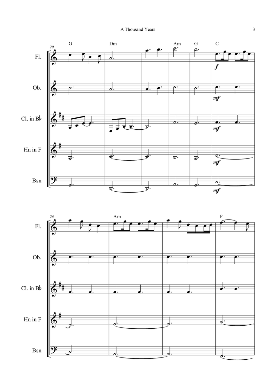 A Thousand Years Woodwind Quintet scores gallery preview page 3