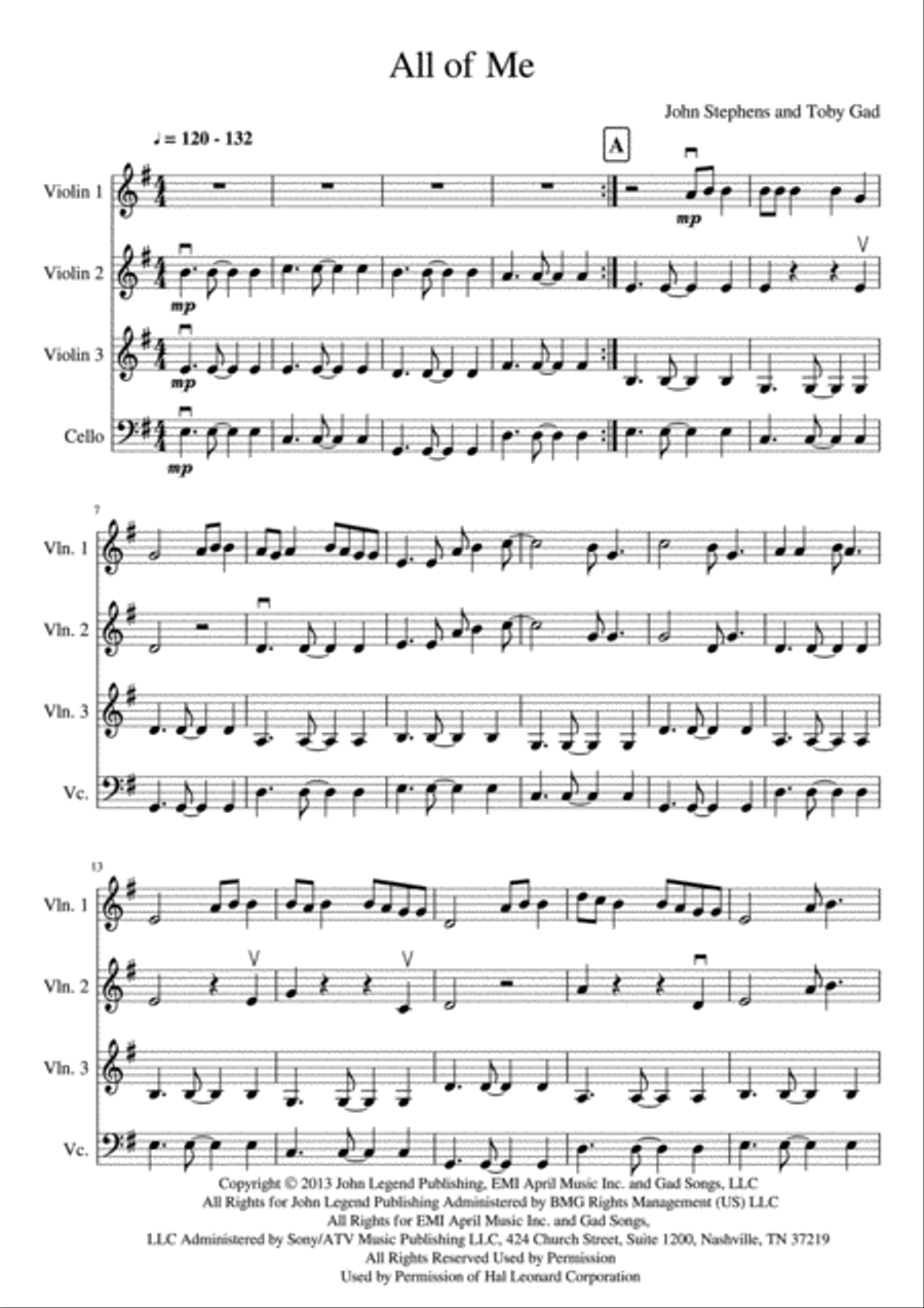 All Of Me String Quartet scores gallery preview page 2