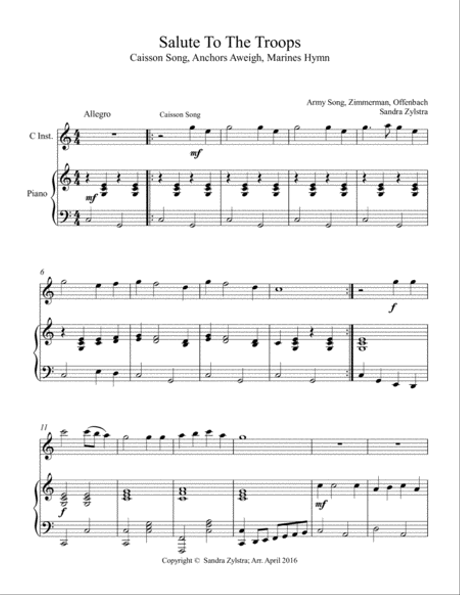 Salute To The Troops (treble C instrument solo) Small Ensemble scores gallery preview page 2