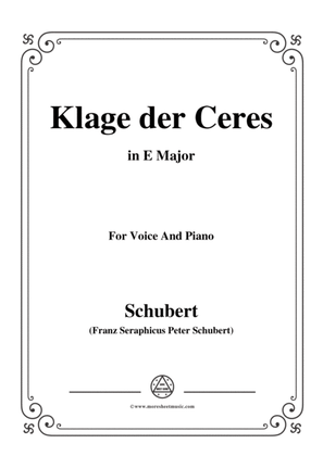 Schubert-Klage der Ceres,in E Major,for Voice&Piano