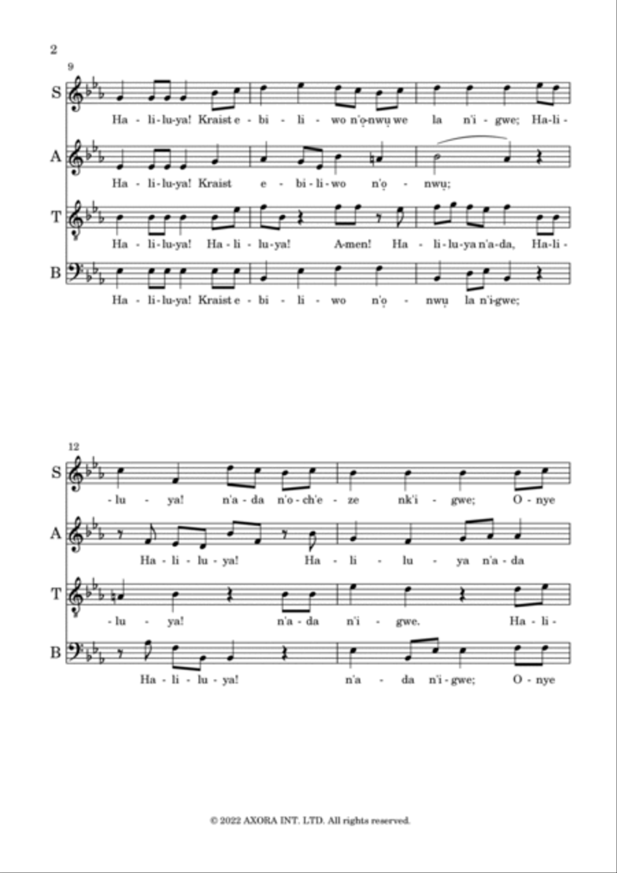 Haliluya Nada! (IGBO) 4-Part scores gallery preview page 2