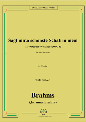 Book cover for Brahms-Sagt mir,o schönste Schäfrin mein,WoO 33 No.1,in E Major,for Voice&Pno