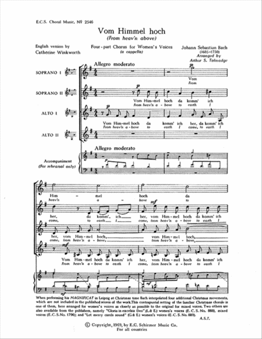 Magnificat: Vom Himmel hoch (From Heav'n Above) SSAA scores gallery preview page 1