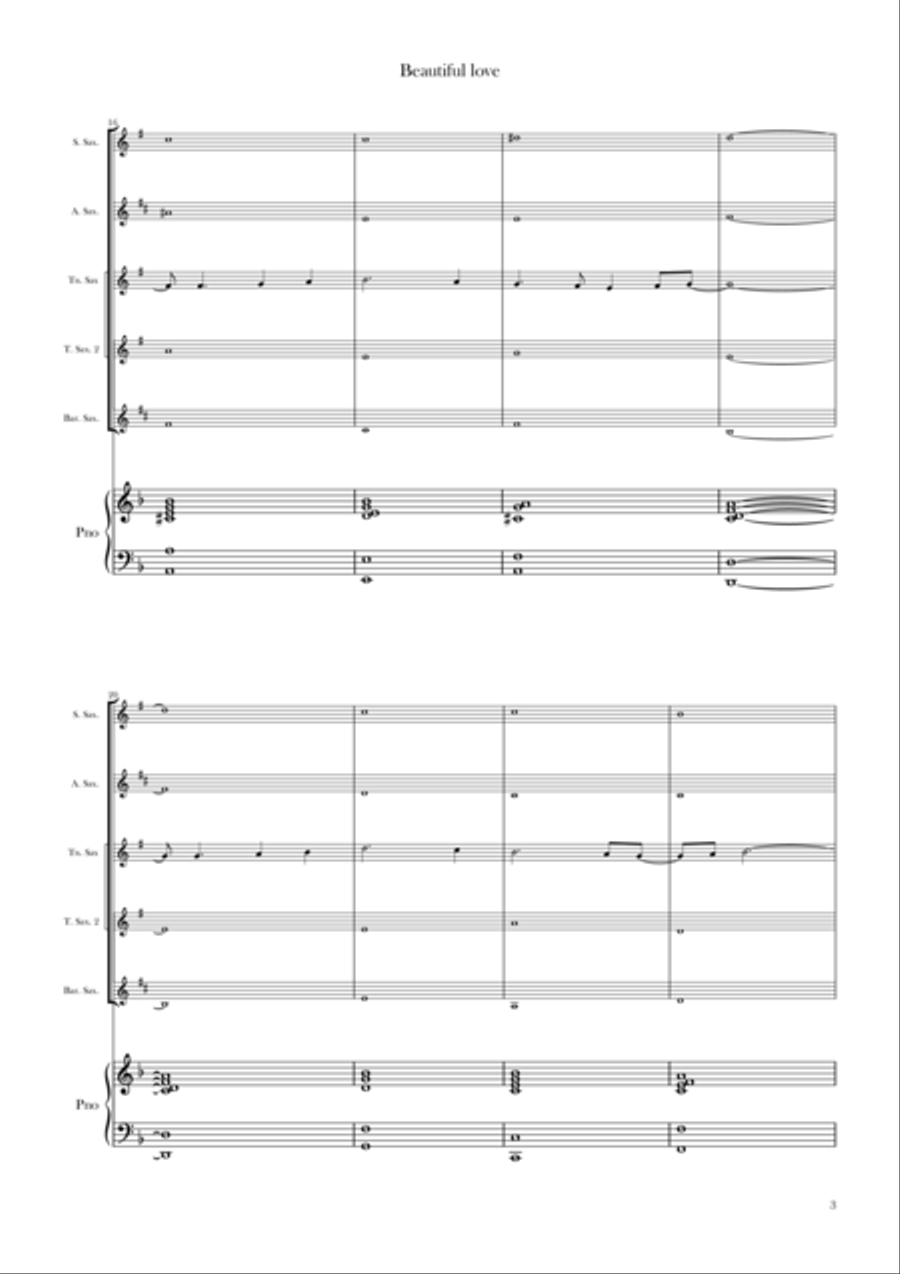 Beautiful Love Saxophone Quintet scores gallery preview page 3