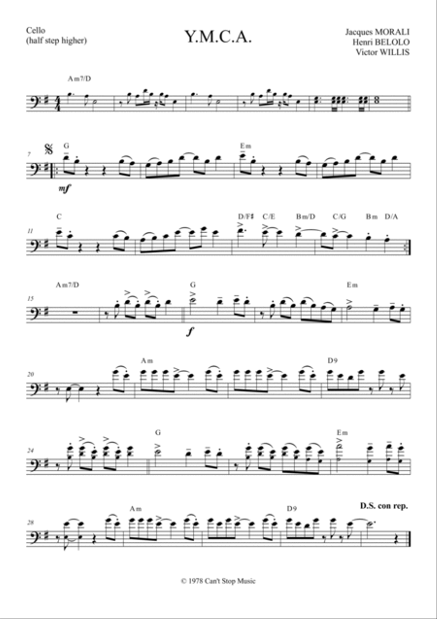 Y.m.c.a. Cello Solo scores gallery preview page 2