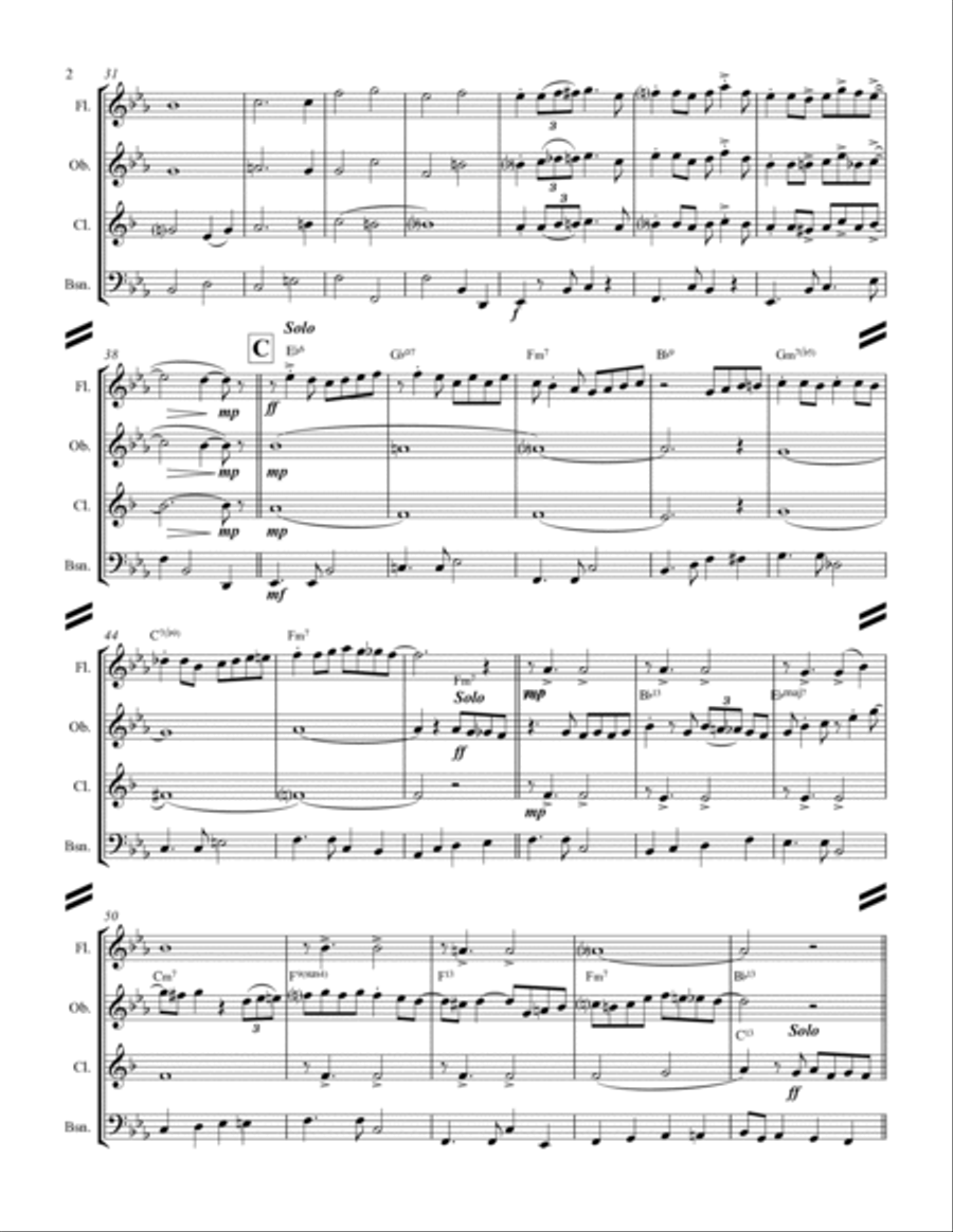 I'll Be Home For Christmas Woodwind Quartet scores gallery preview page 3
