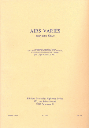Book cover for Airs Varies, Arrangements Of Various Classical Works (flutes 2)