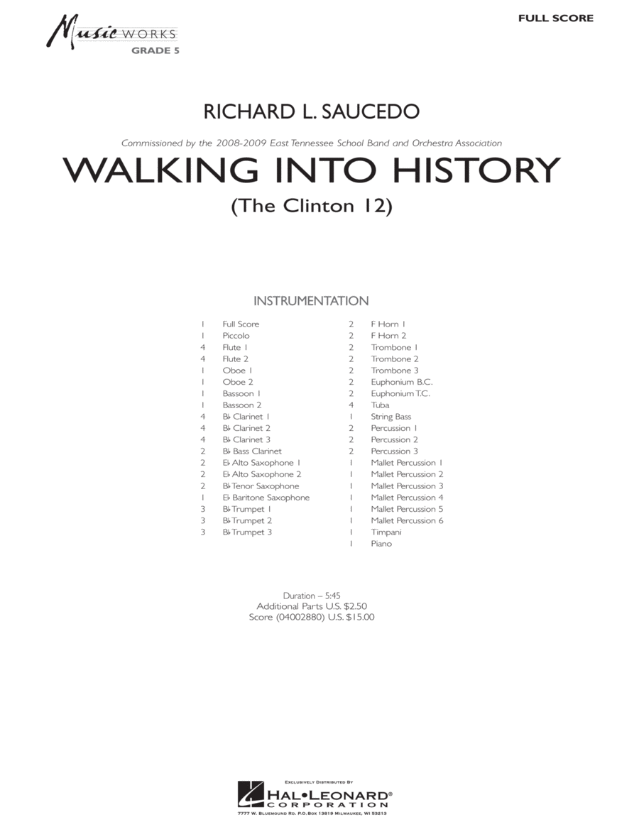 Walking into History (The Clinton 12) - Full Score Concert Band scores gallery preview page 1