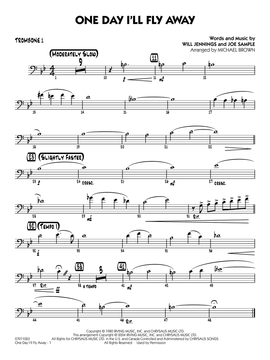 One Day I'll Fly Away (from Moulin Rouge) (arr. Michael Brown) - Trombone 1 Jazz Ensemble scores gallery preview page 1