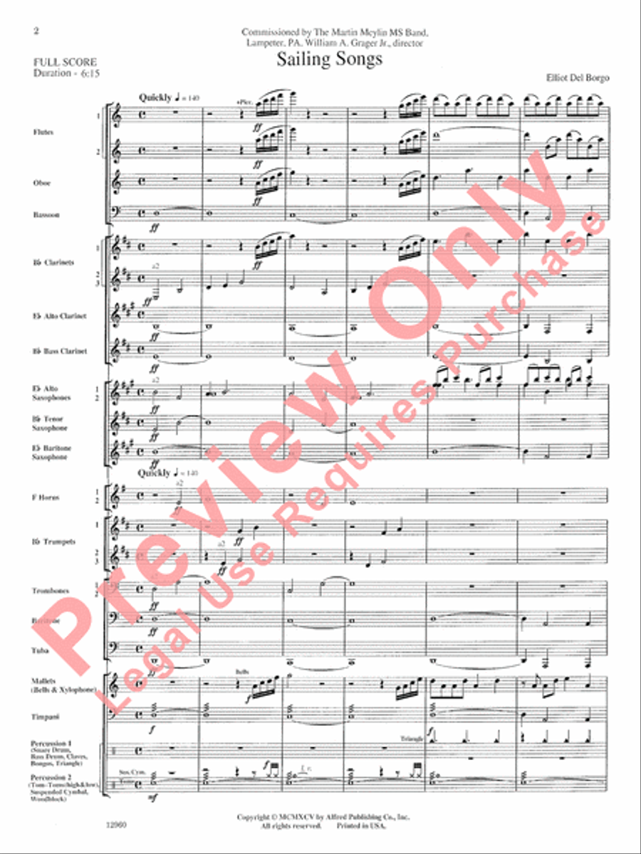 Sailing Songs Concert Band scores gallery preview page 3