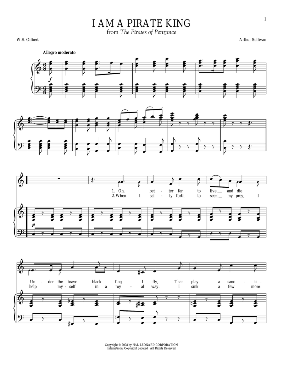 I Am A Pirate King Piano, Vocal scores gallery preview page 1