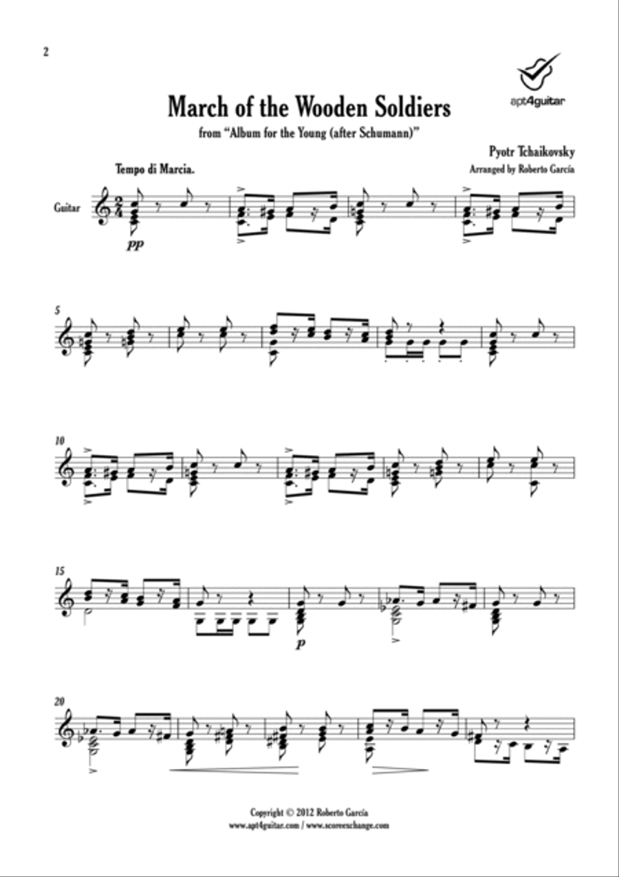 March of the Wooden Soldiers Classical Guitar scores gallery preview page 2