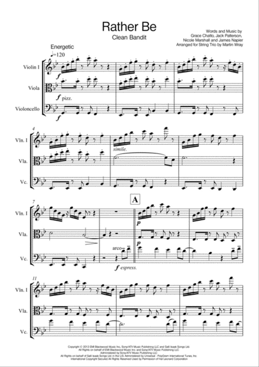 Rather Be String Trio scores gallery preview page 1