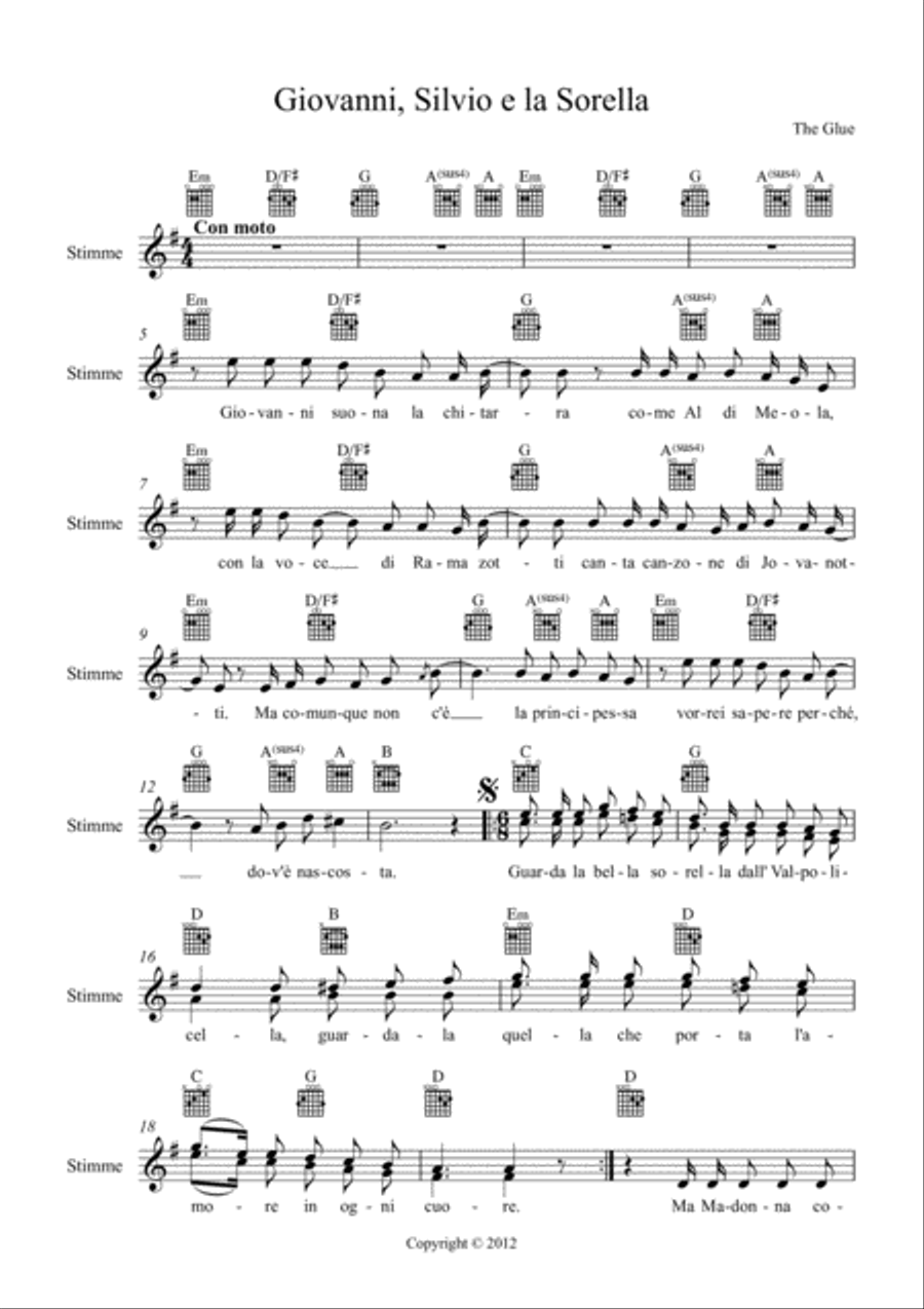 Giovanni Silvio e la Sorella Voice Solo scores gallery preview page 1