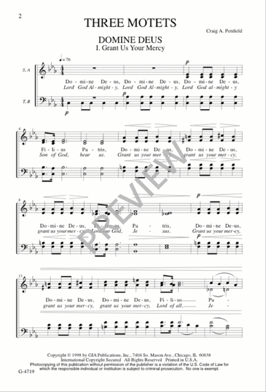 Three Motets 4-Part scores gallery preview page 1