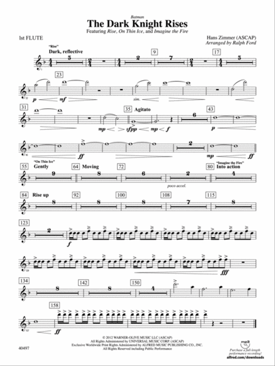 Batman: The Dark Knight Rises: Flute Full Orchestra scores gallery preview page 1