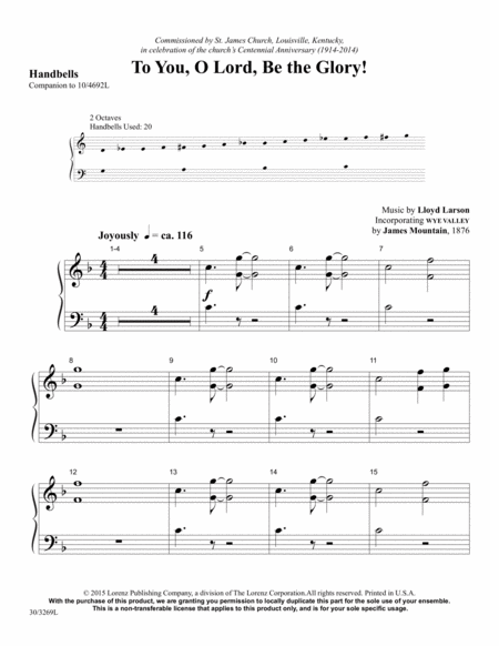 To You, O Lord, Be the Glory! - Handbell Score (reproducible)