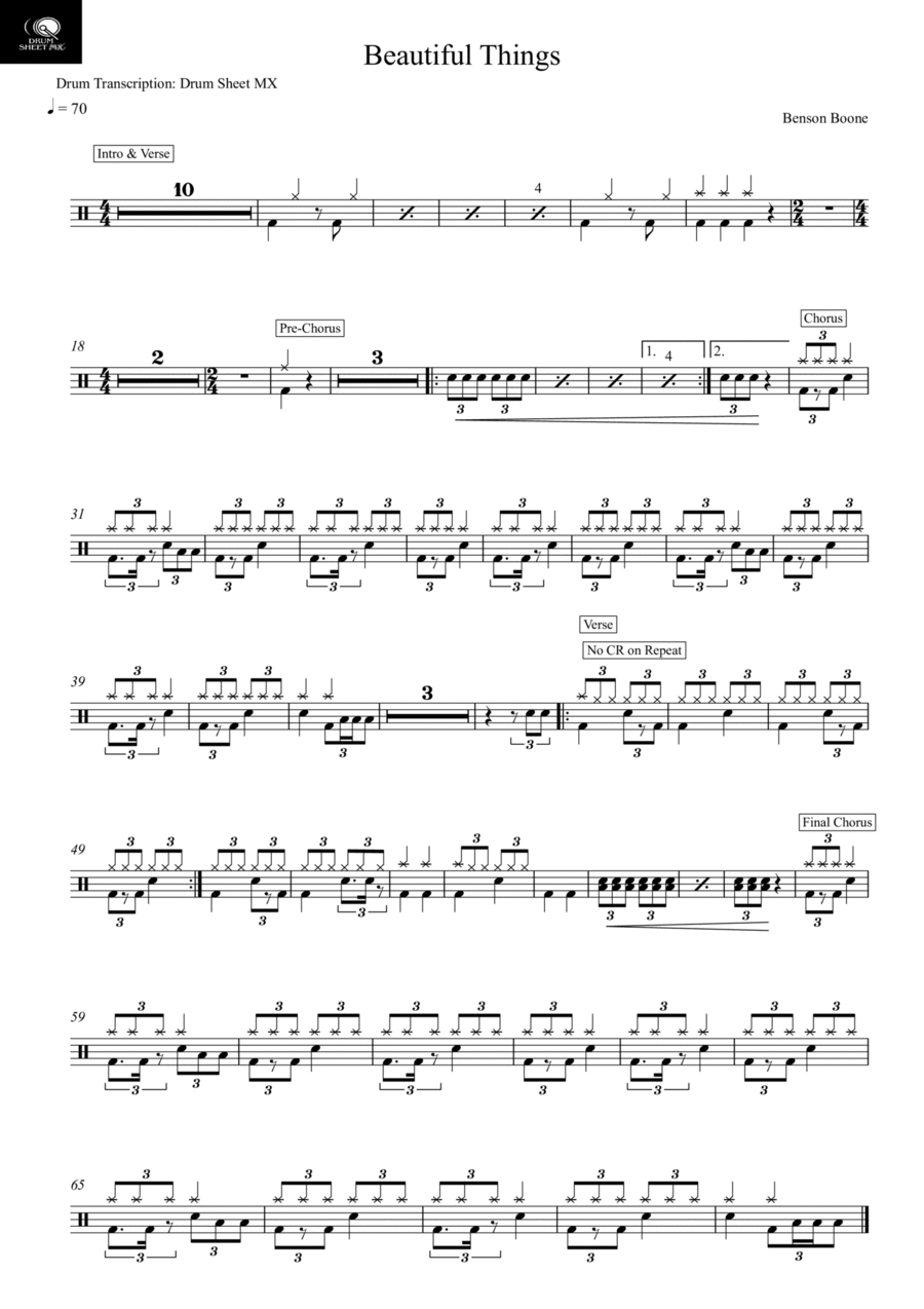 Beautiful Things Beautiful Things Drum Set scores gallery preview page 1