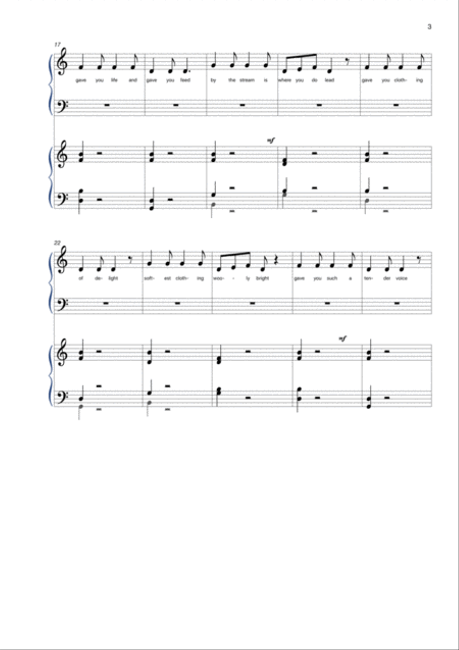Little Lamb Little Lamb Piano, Vocal, Guitar scores gallery preview page 3