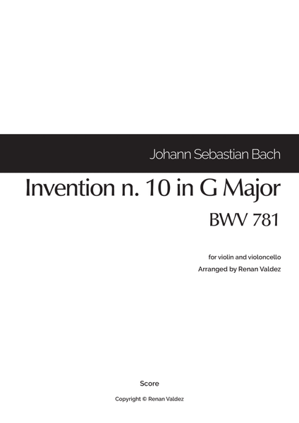 Invention n. 10 in G Major, BWV 781 (for violin and violoncello) image number null