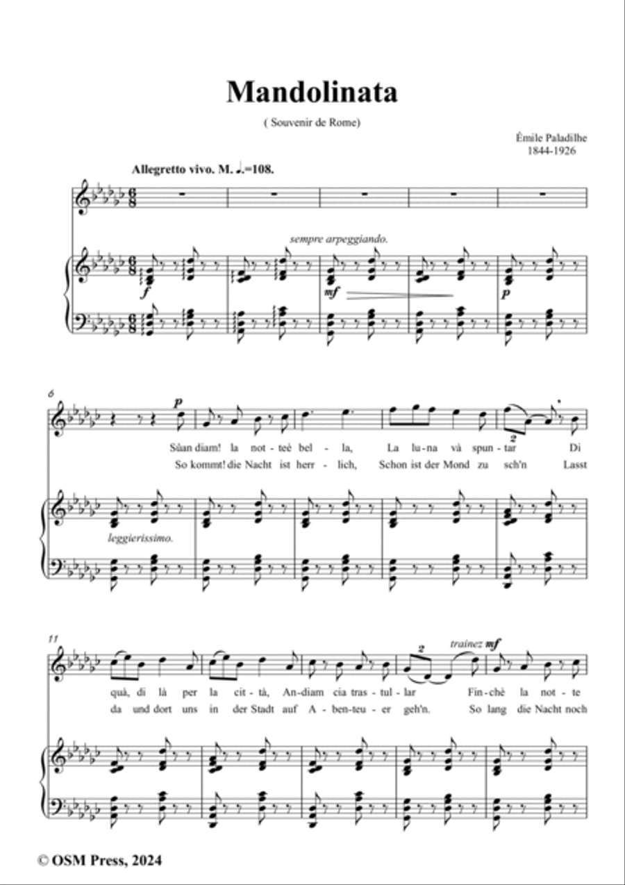 Paladilhe-Mandolinata( Souvenir de Rome),in G flat Major Voice scores gallery preview page 2