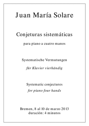 Book cover for Conjeturas sistemáticas [piano 4 hands]