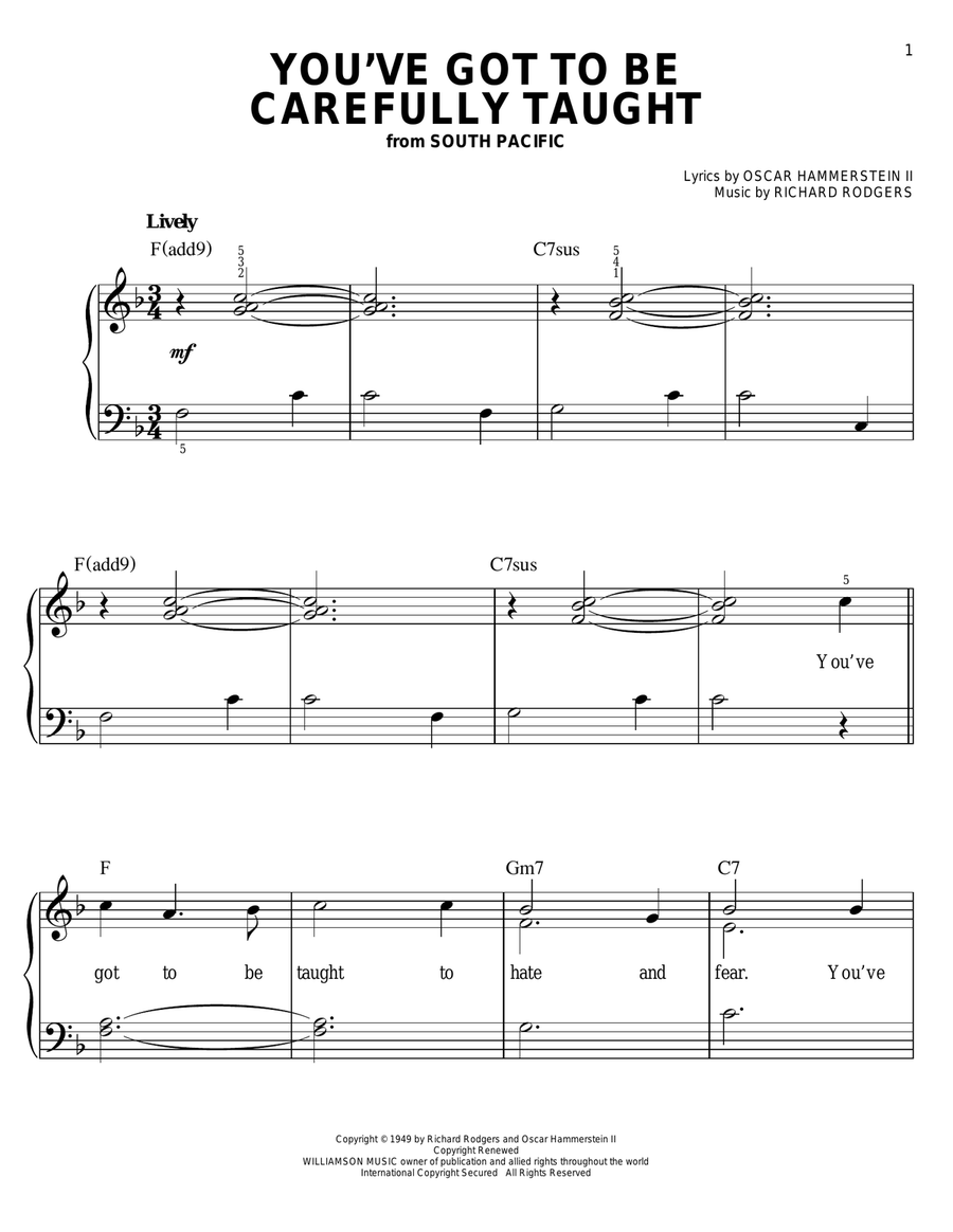 You've Got To Be Carefully Taught Voice scores gallery preview page 1