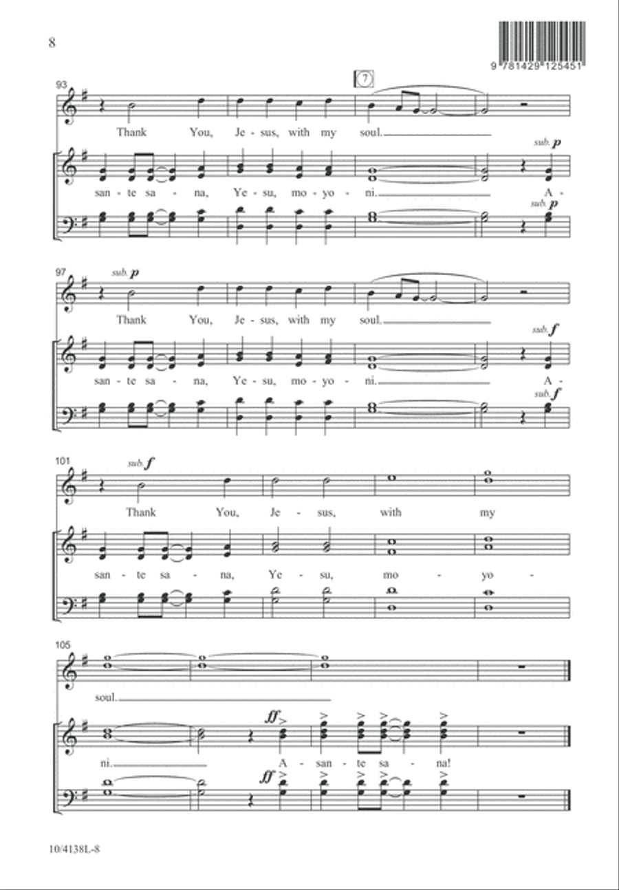 Asante Sana, Yesu (Thank You, Jesus) 4-Part scores gallery preview page 8