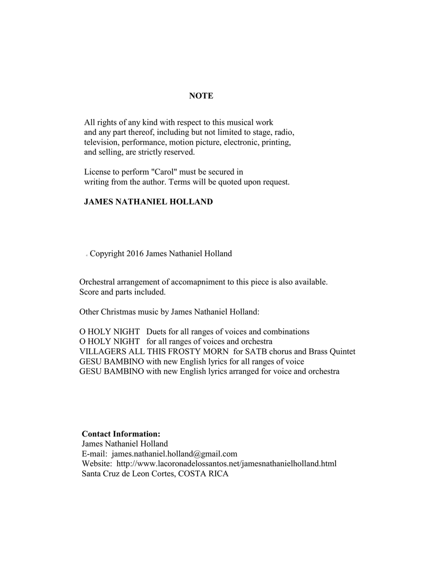 Carol, (Villagers All This Frosty Tide) arranged for SATB Chorus and Orchestra from The Wind in the 4-Part scores gallery preview page 3