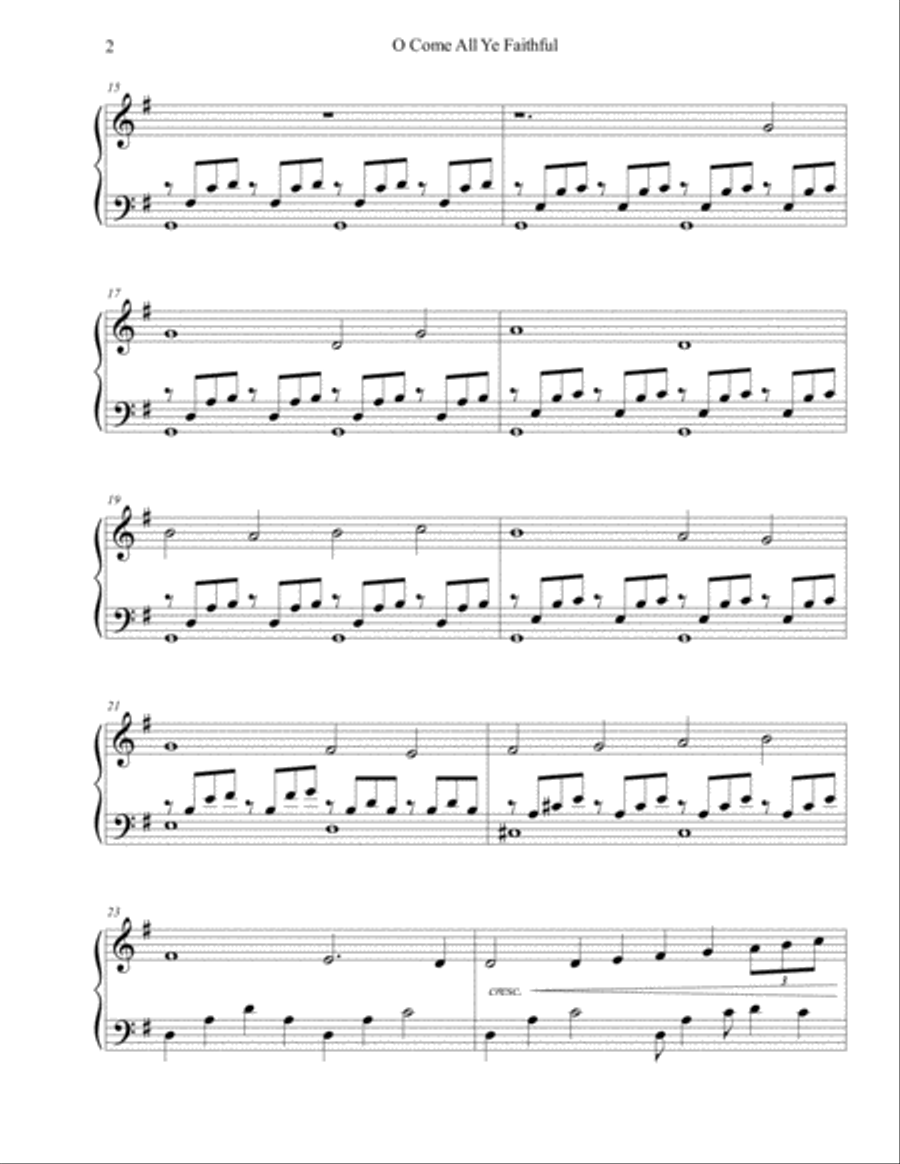 O Come All Ye Faithful, Piano Solo Arrangement by Mary Fehrenbacher Music Piano Solo scores gallery preview page 2