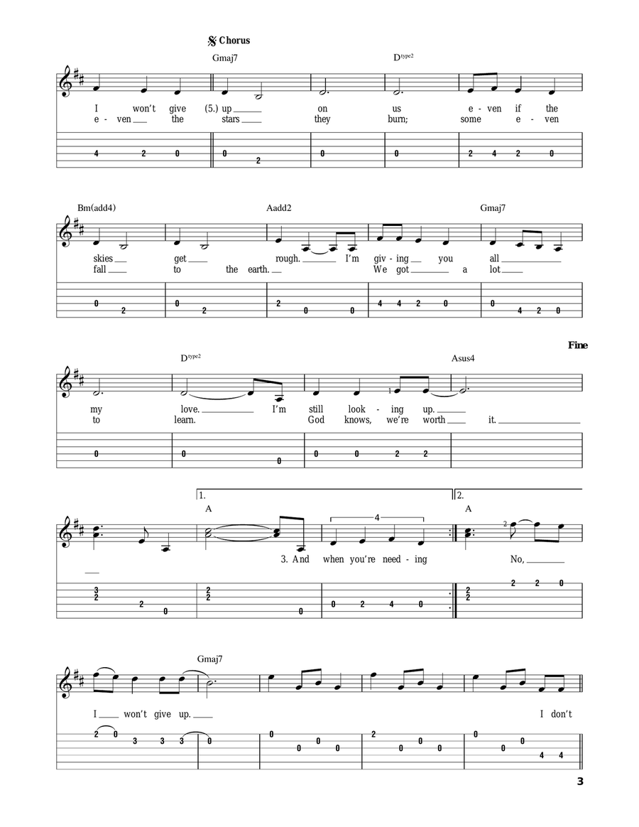 I Won't Give Up Acoustic Guitar scores gallery preview page 3