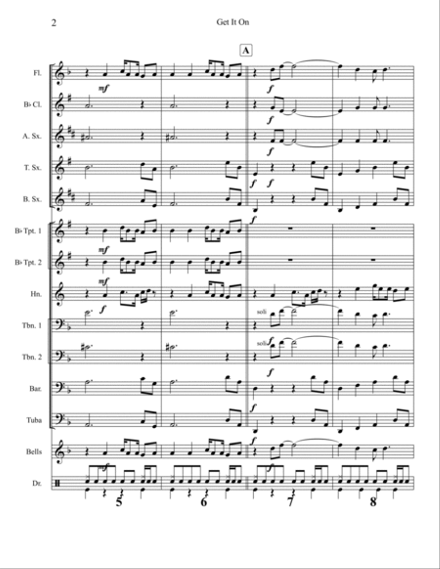 Get It On (In The Morning) Marching Band scores gallery preview page 2