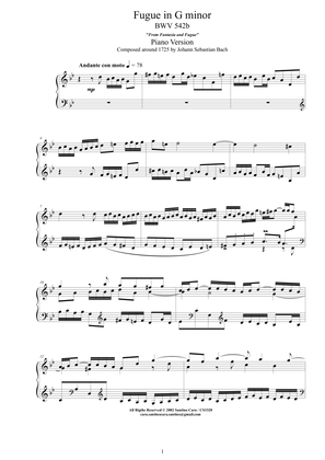 Bach - Fugue in G minor BWV 542b - Piano version