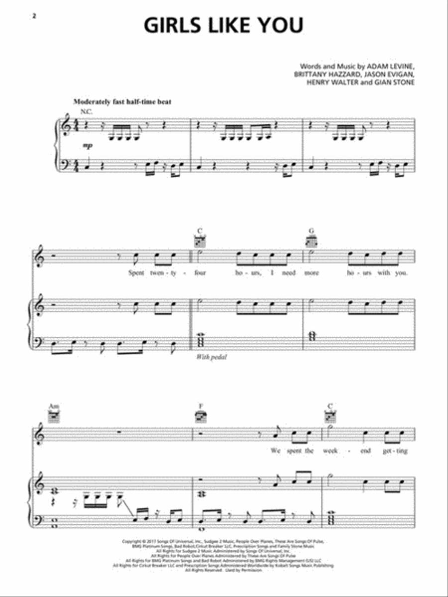 Girls Like You Girls Like You Piano, Vocal, Guitar scores gallery preview page 2