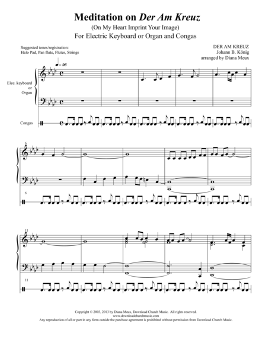 Meditation on Der Am Kreuz (On My Heart Imprint Your Image) Small Ensemble scores gallery preview page 1
