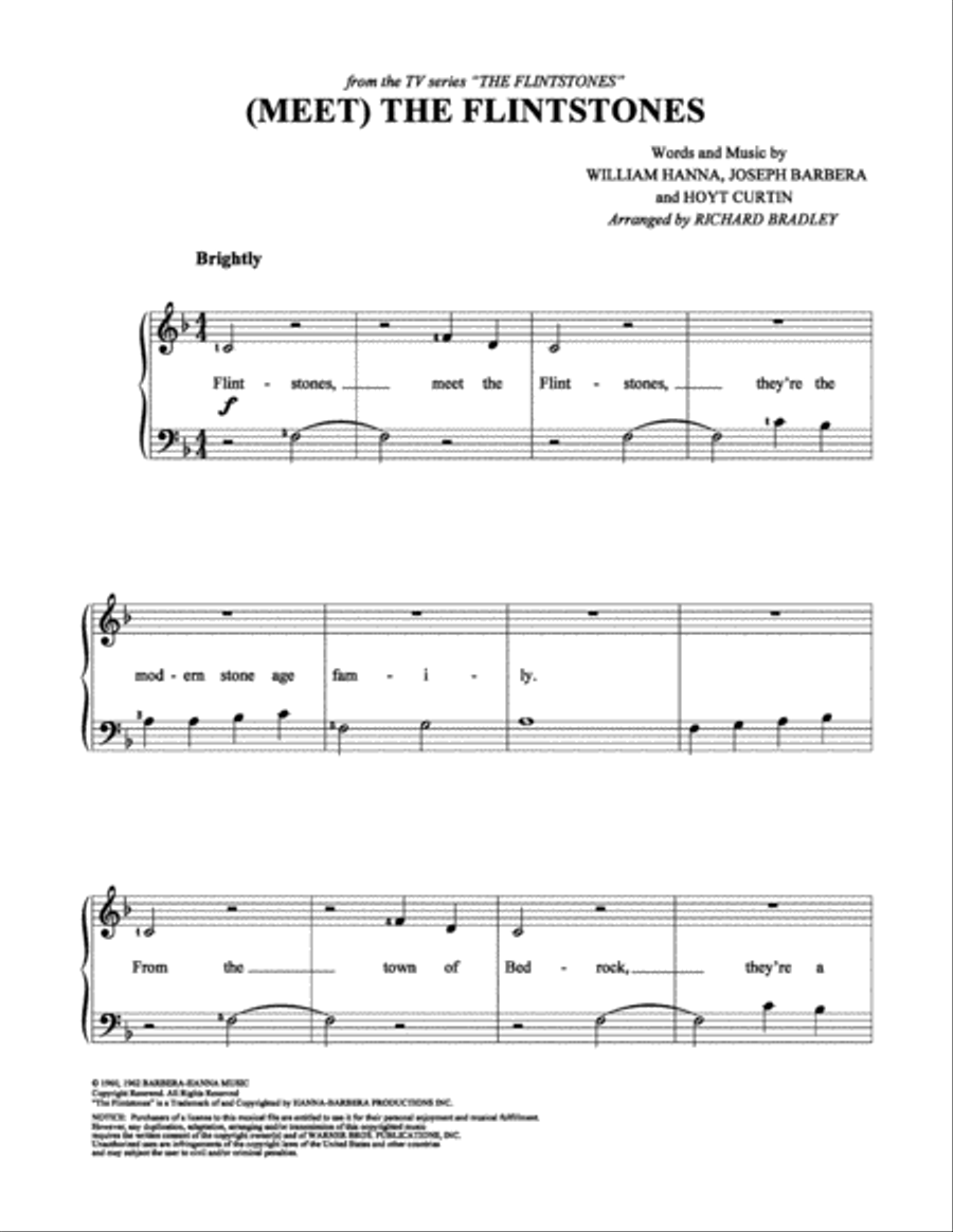 (Meet) The Flintstones (Meet) The Flintstones Easy Piano scores gallery preview page 1