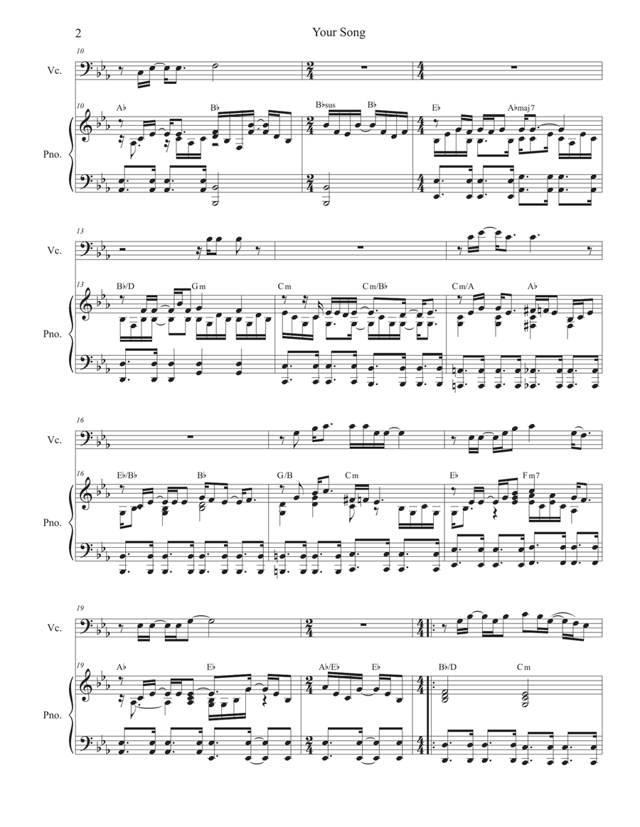Your Song Piano scores gallery preview page 2