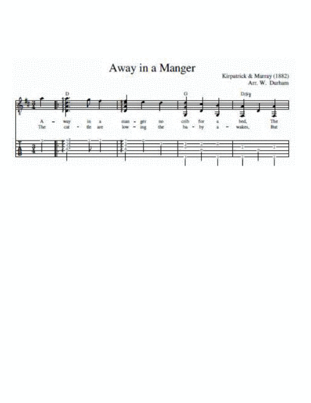 Away in a Manger for Fingerstyle Guitar - Tab / Notation / Lyrics image number null