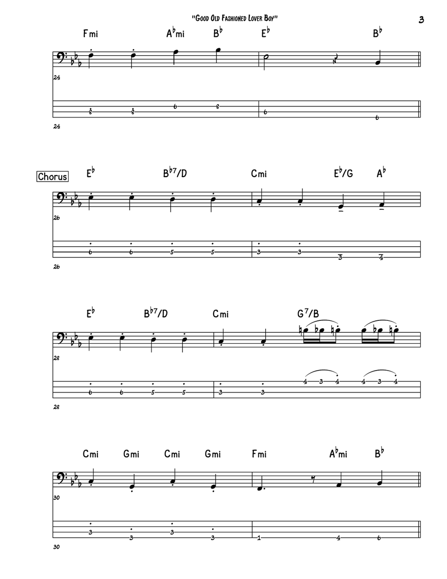 Good Old-fashioned Lover Boy Bass Guitar Tablature scores gallery preview page 3
