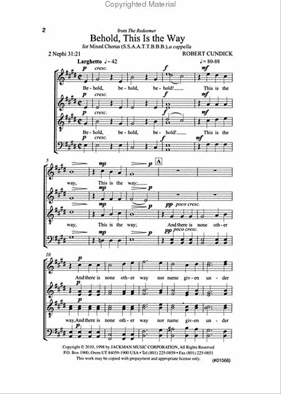Behold This is the Way - SSAATTBBB a cappella SSAATTBB scores gallery preview page 2