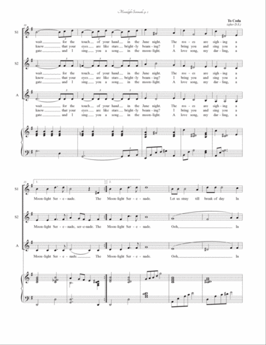 Moonlight Serenade SSA scores gallery preview page 2