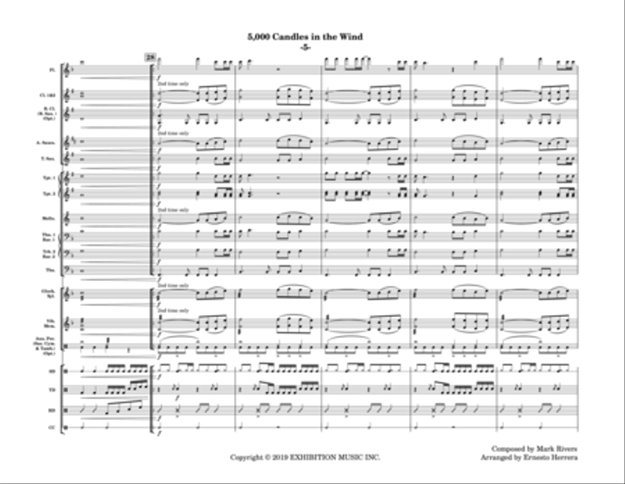 5,000 Candles In The Wind Marching Band scores gallery preview page 5