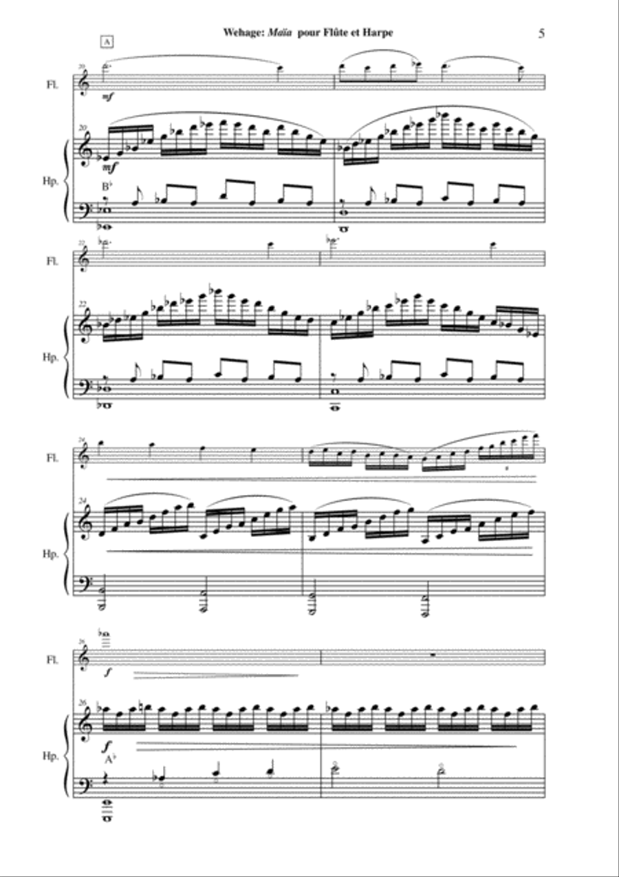 Paul Wehage: Maïa for flute and harp Flute scores gallery preview page 5